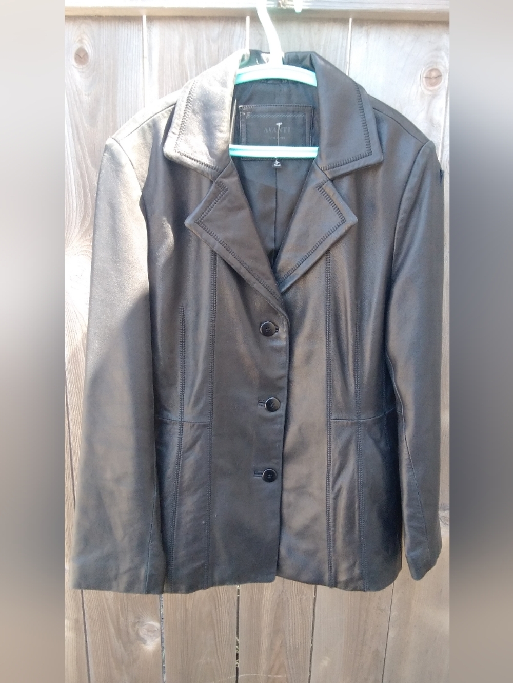 Vintage Leather Y2K Avanti NY Jacket Blazer Stitching Black Womens Large